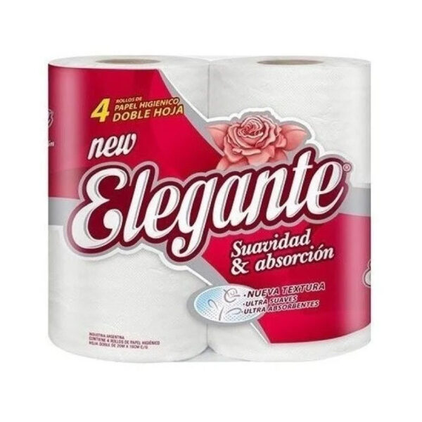 Papel Higiénico Elegante doble hoja x 4 rollos x 20 mts