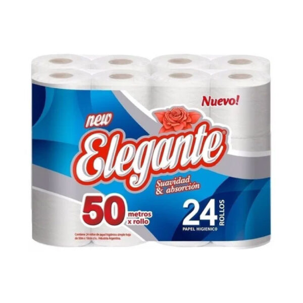 Papel Higiénico Elegante Rosas x 24 rollos x 50 mts